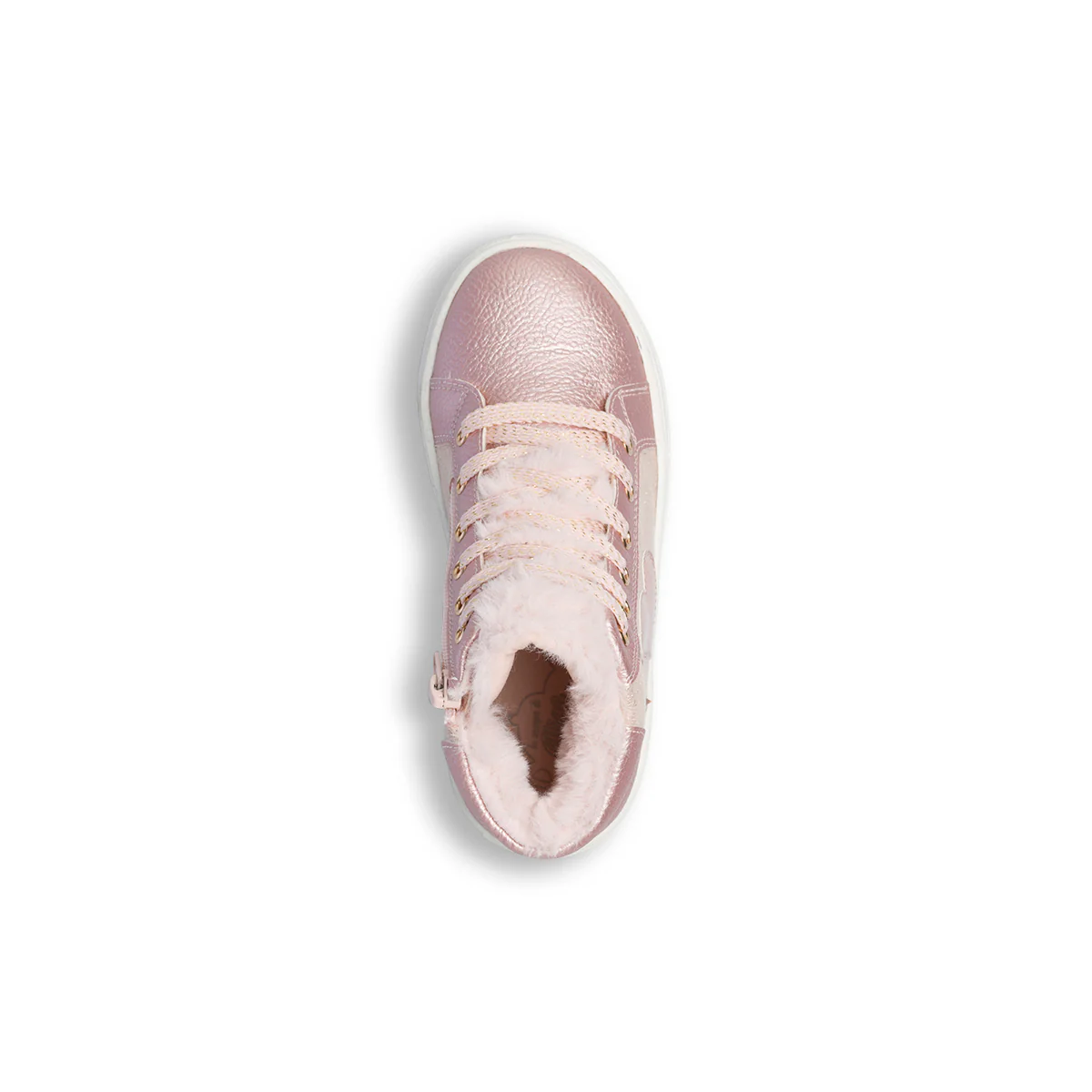 Sneakers alte rosa da bambina con imbottitura in pelliccia 10 Baci - Image 9