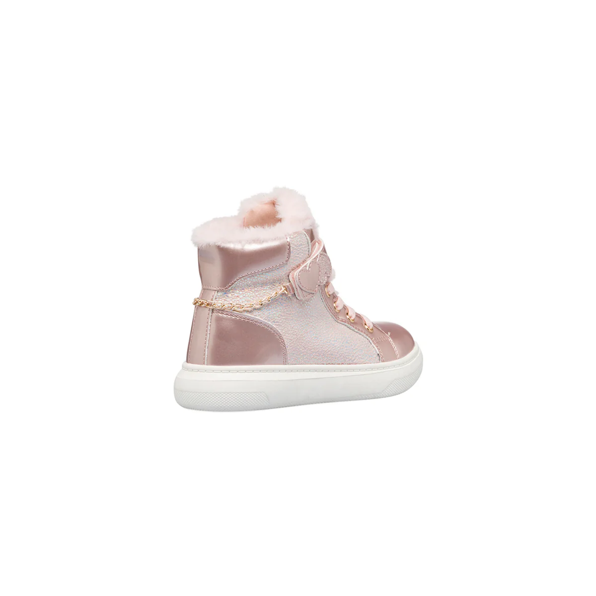 Sneakers alte rosa da bambina con pelliccia sintetica e catenina Le scarpe di Alice - Image 3