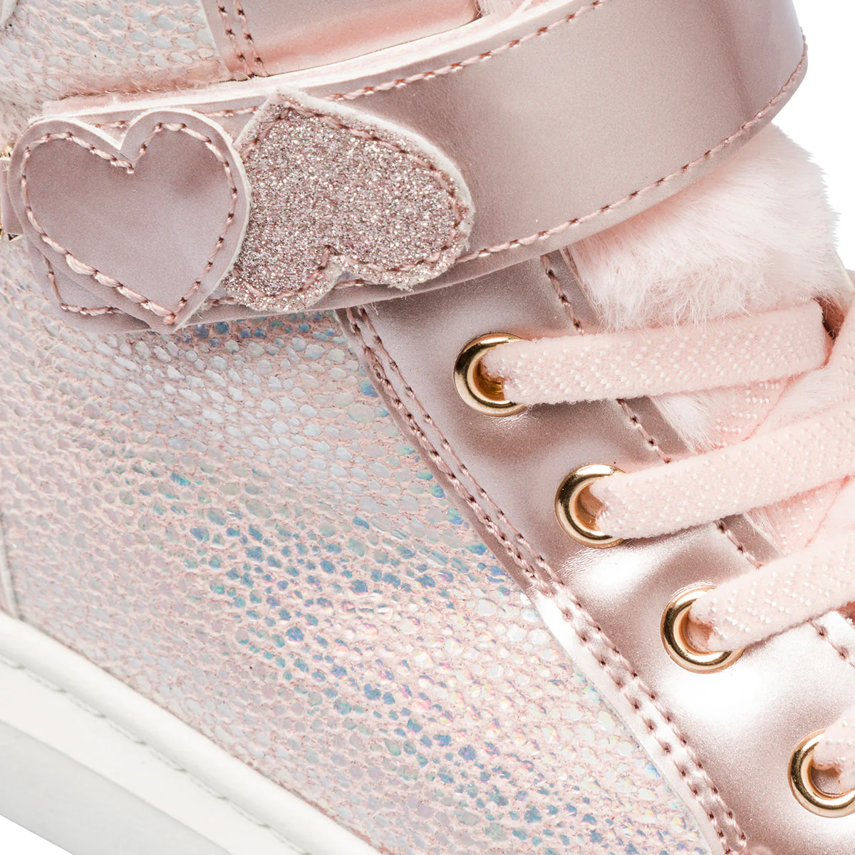 Sneakers alte rosa da bambina con pelliccia sintetica e catenina Le scarpe di Alice - Image 6