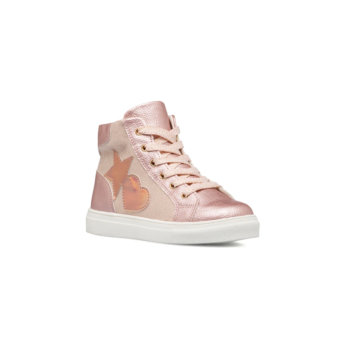 Sneakers alte rosa da bambina con zip e cuori 10 Baci - Image 2