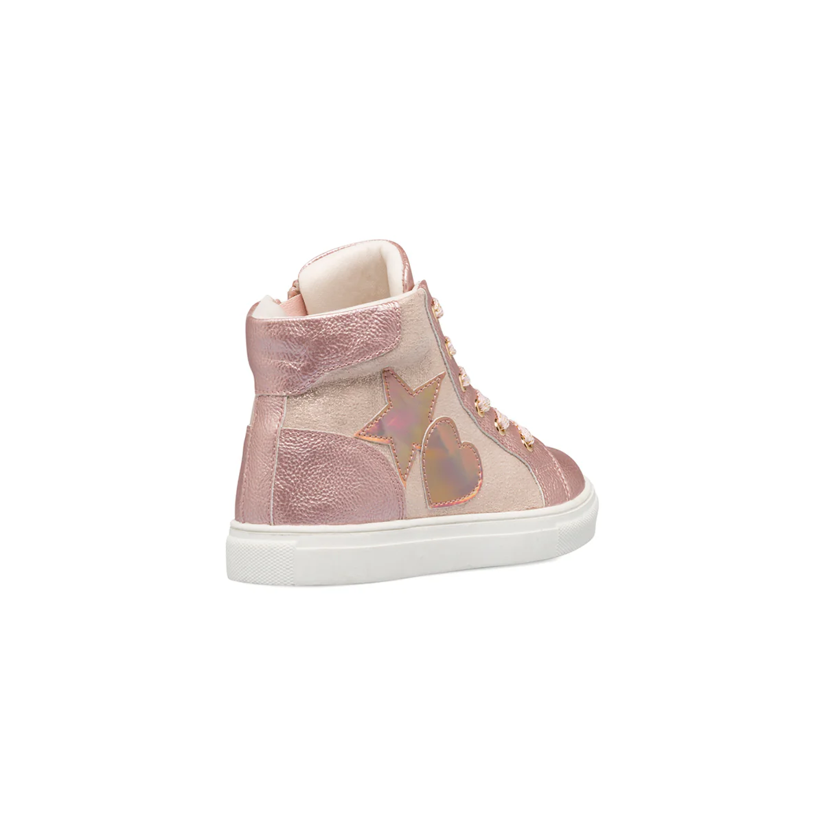 Sneakers alte rosa da bambina con zip e cuori 10 Baci - Image 3