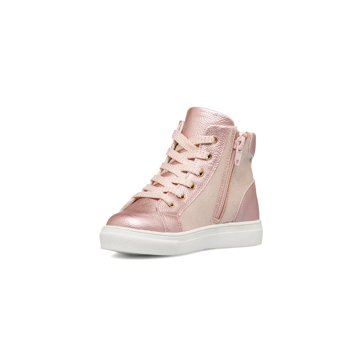 Sneakers alte rosa da bambina con zip e cuori 10 Baci - Image 4