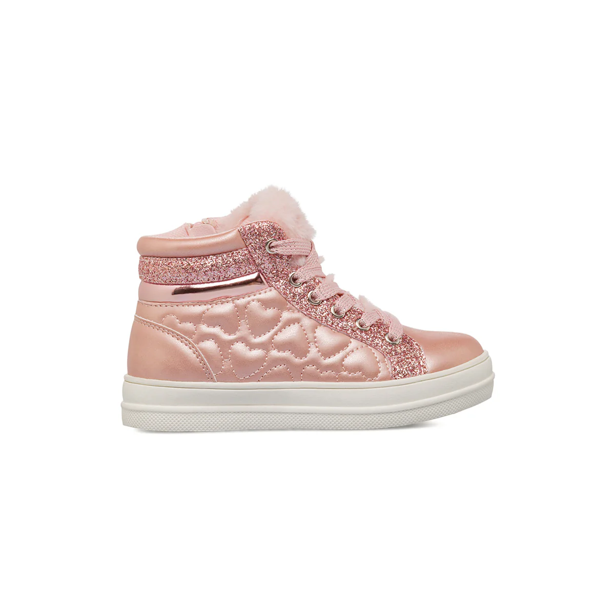 Sneakers alte rosa glitter con zip da Bambina Le Scarpe di Alice