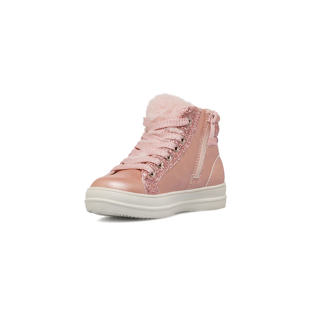 Sneakers alte rosa glitter con zip da Bambina Le Scarpe di Alice - Image 4