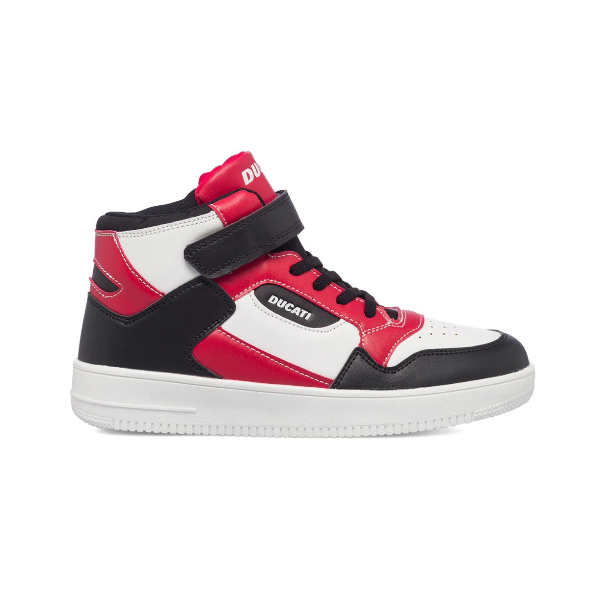Sneakers alte rosse e nere da bambino con logo laterale Ducati - Image 6