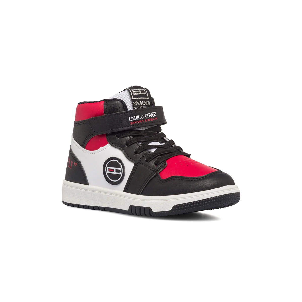 Sneakers alte rosse e nere da bambino Enrico Coveri Basket - Image 2