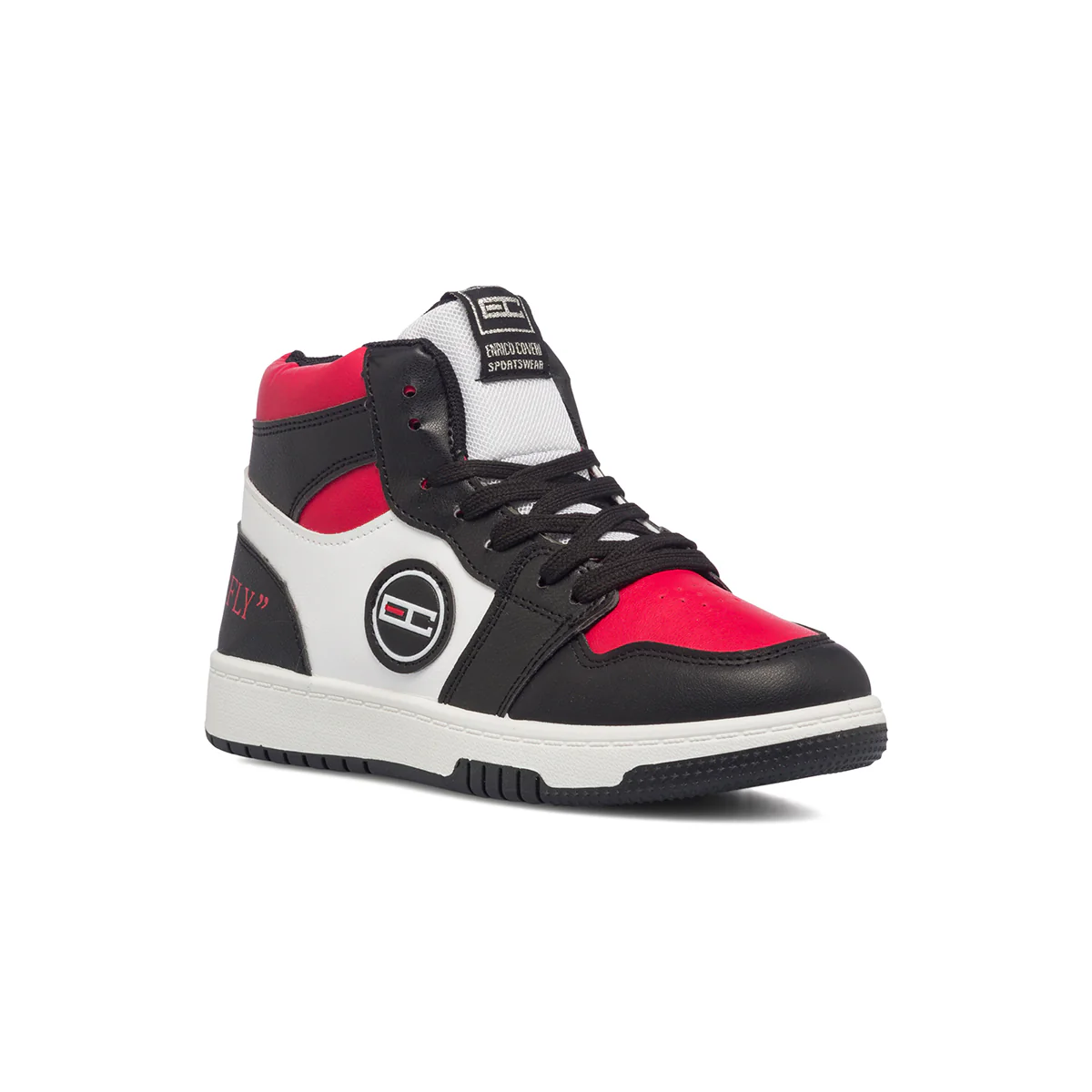 Sneakers alte rosse e nere da ragazzo Enrico Coveri Basket - Image 2