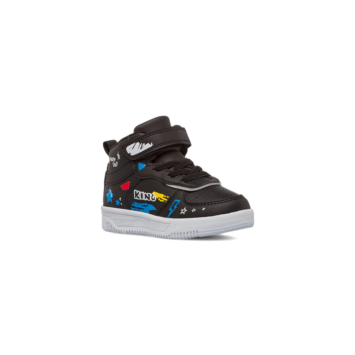 Sneakers alte Space Boy da ragazzo nere con stampe street art - Image 2