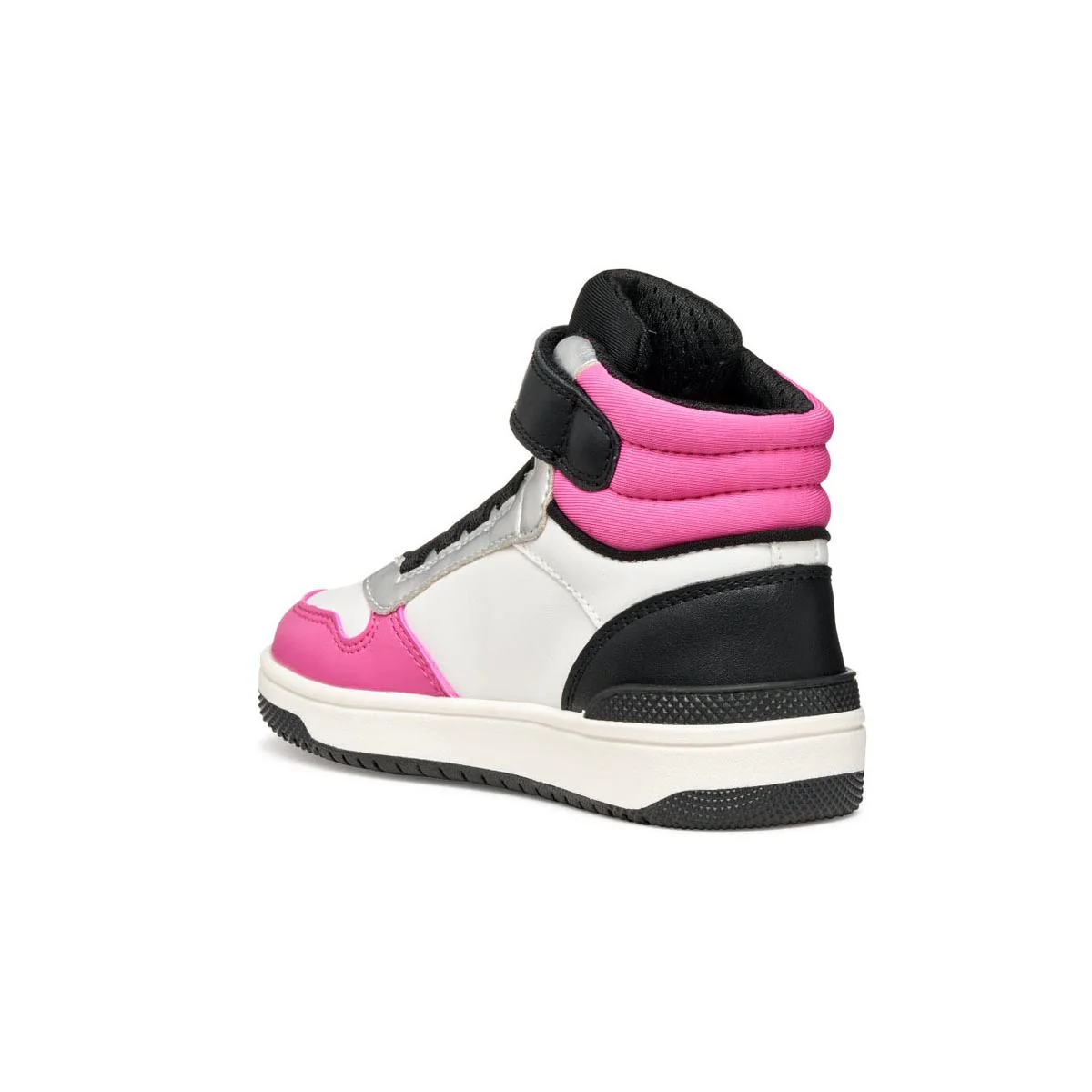 Sneakers alte traspiranti da bambina Geox bianche e fucsia con strappo - Image 3