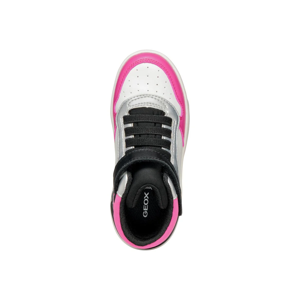 Sneakers alte traspiranti da bambina Geox bianche e fucsia con strappo - Image 5