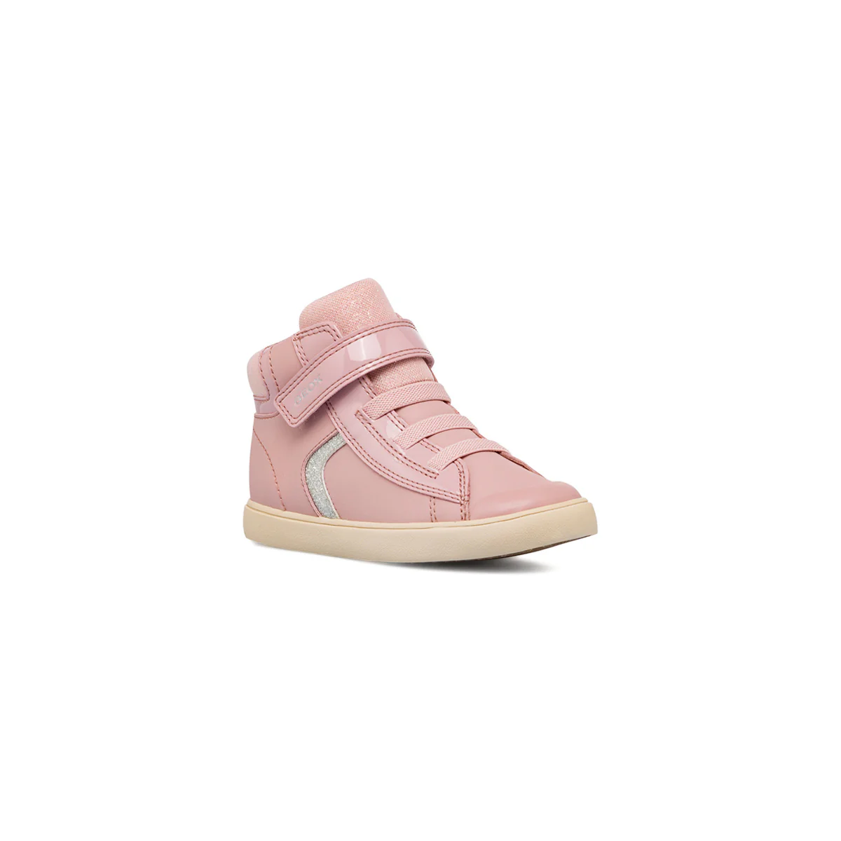 Sneakers alte traspiranti da bambina rosa con glitter Geox - Image 2