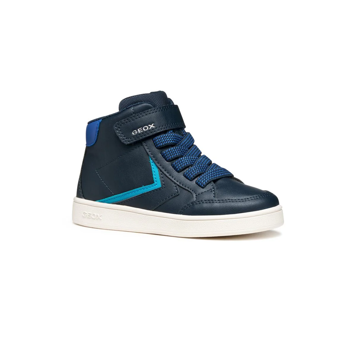 Sneakers alte traspiranti da bambino blu Geox con strappo - Image 2
