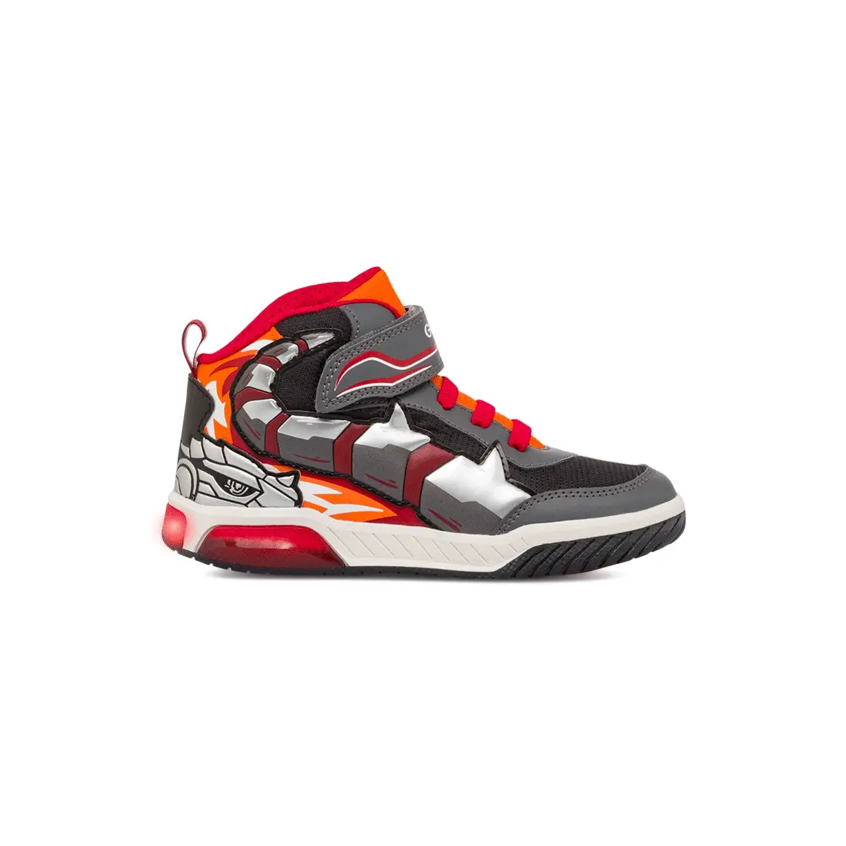 Sneakers alte traspiranti da ragazzo con luci multicolore Geox