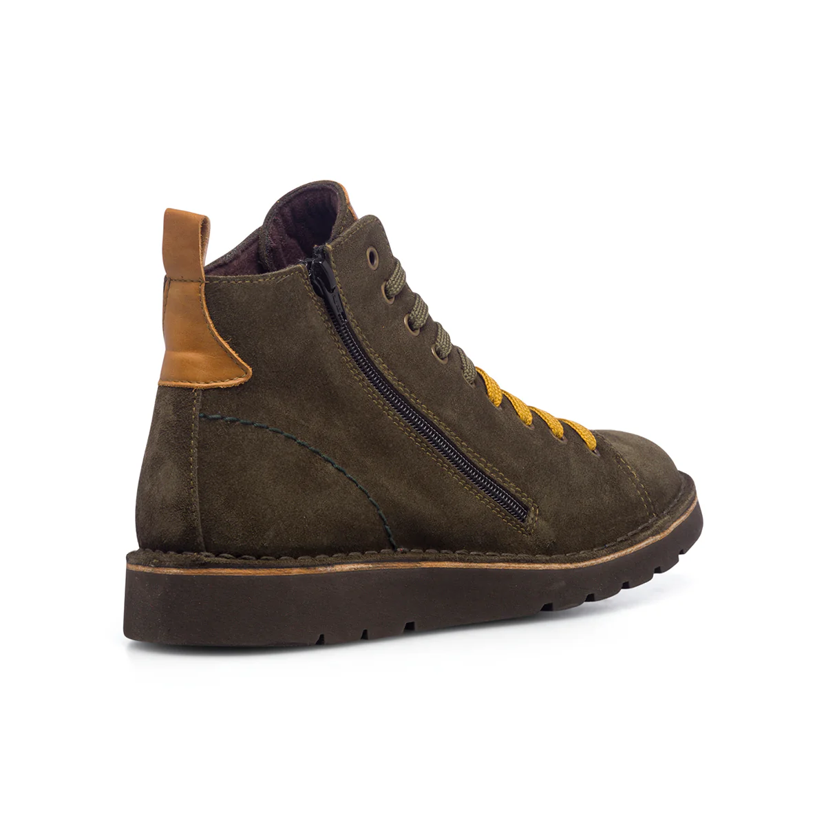 Sneakers alte verde oliva da uomo in pelle scamosciata Primopiano - Image 3
