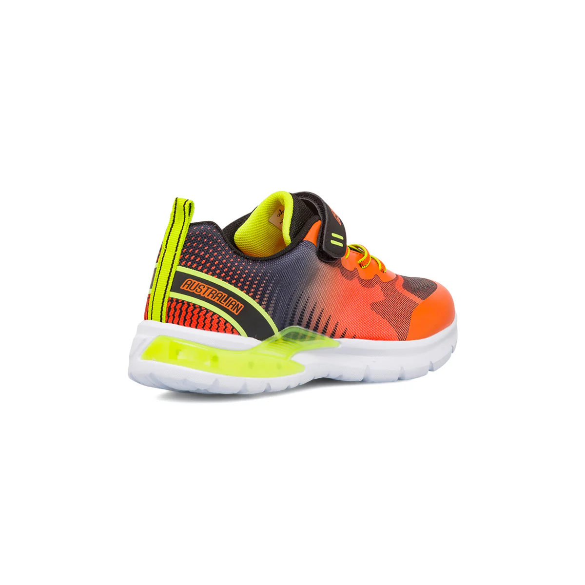 Sneakers arancioni e nere da ragazzo Australian Flash II con luci - Image 3