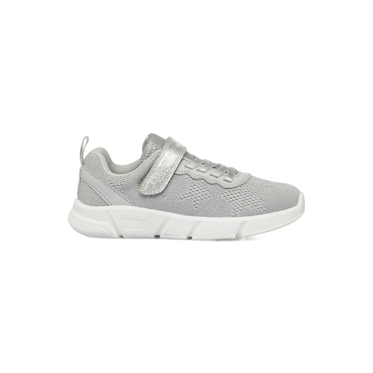 Sneakers argento da Bambina con chiusura a strappo e suola traspirante Geox