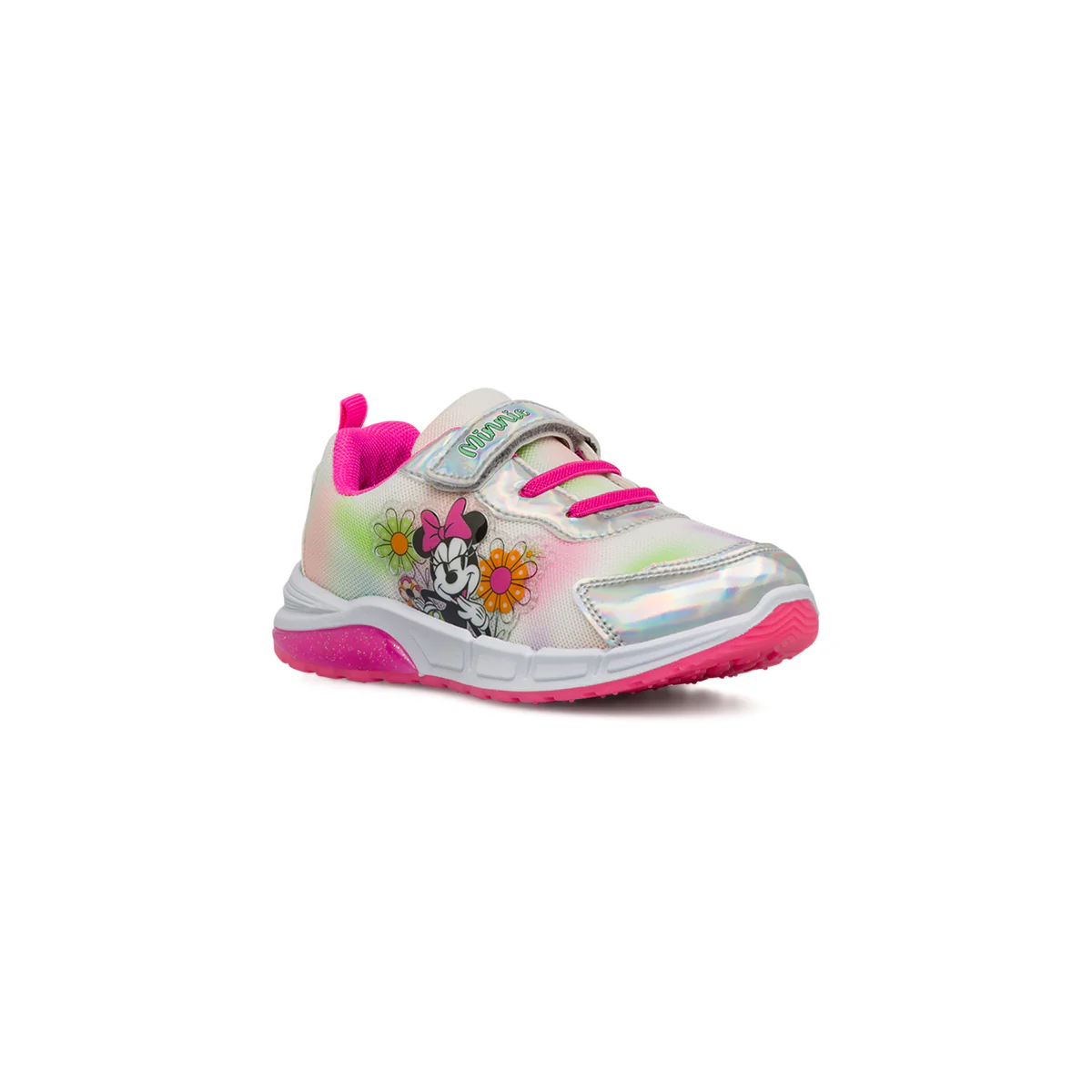 Sneakers Argento da Bambina con Luci nella Suola e logo Minnie - Image 2