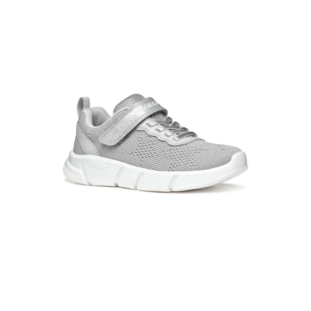 Sneakers argento da Bambina con tramatura stelle e suola traspirante Geox - Image 2