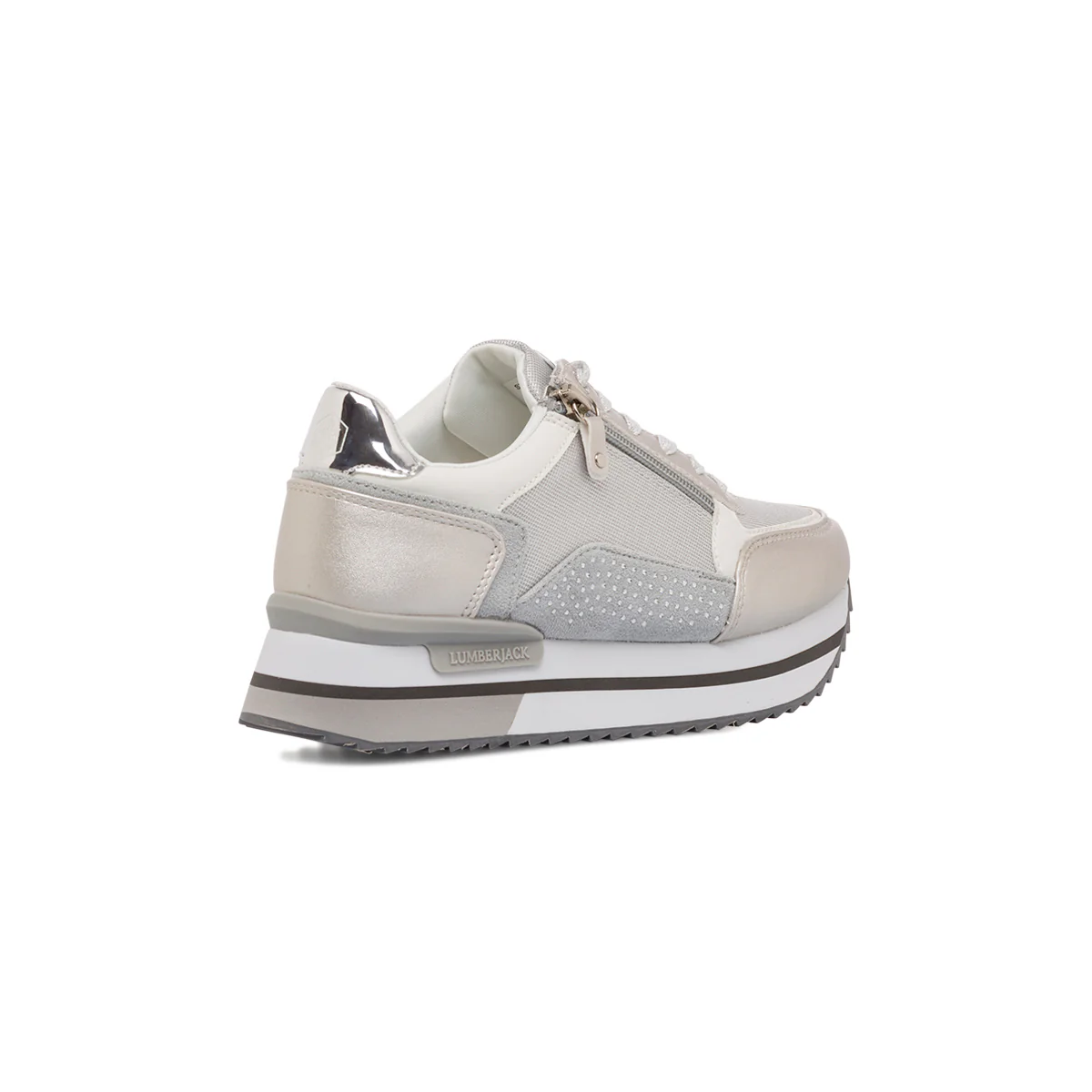 Sneakers argento da donna con borchiette e suola a zeppa Lumberjack Cecilia - Image 3