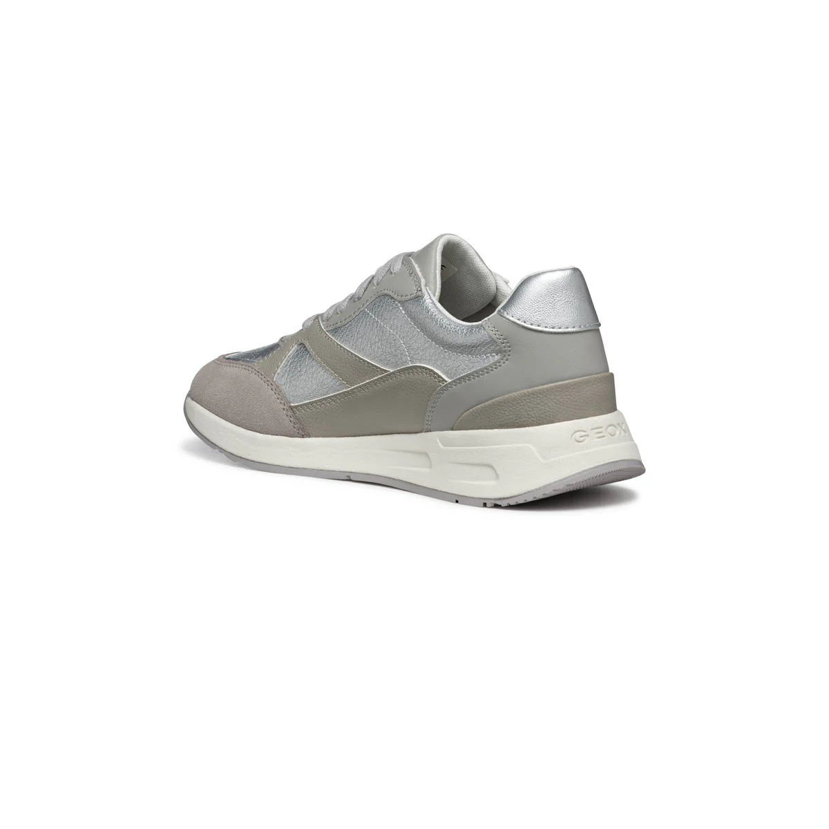 Sneakers argento da Donna con dettagli effetto scamosciato e suola traspirante Geox - Image 5