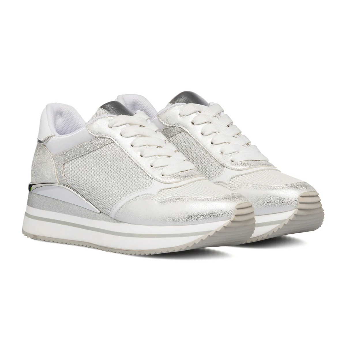 Sneakers argento da donna con dettagli laminati e glitter Swish Jeans