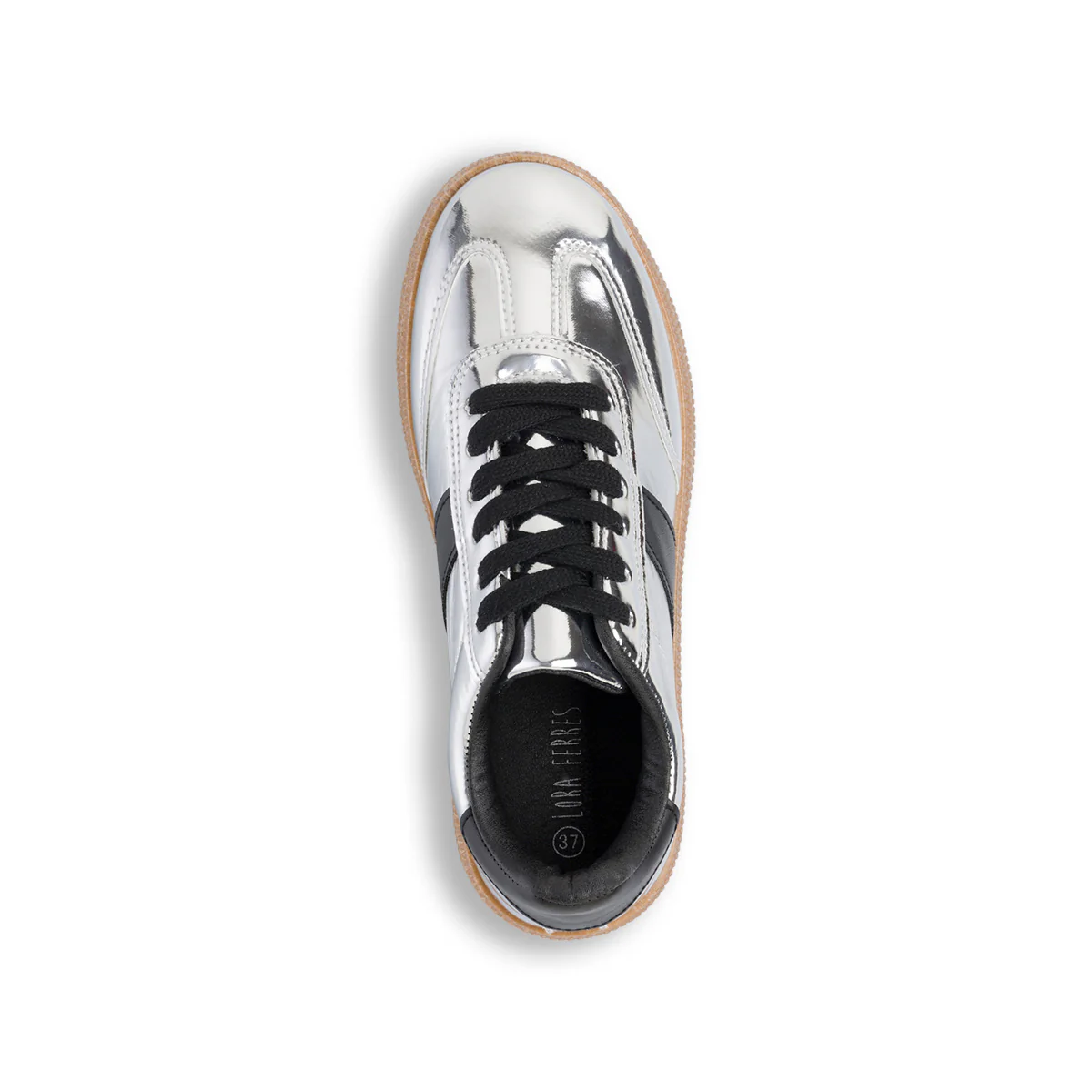 Sneakers in vernice argento da donna con dettagli neri Lora Ferres - Image 4