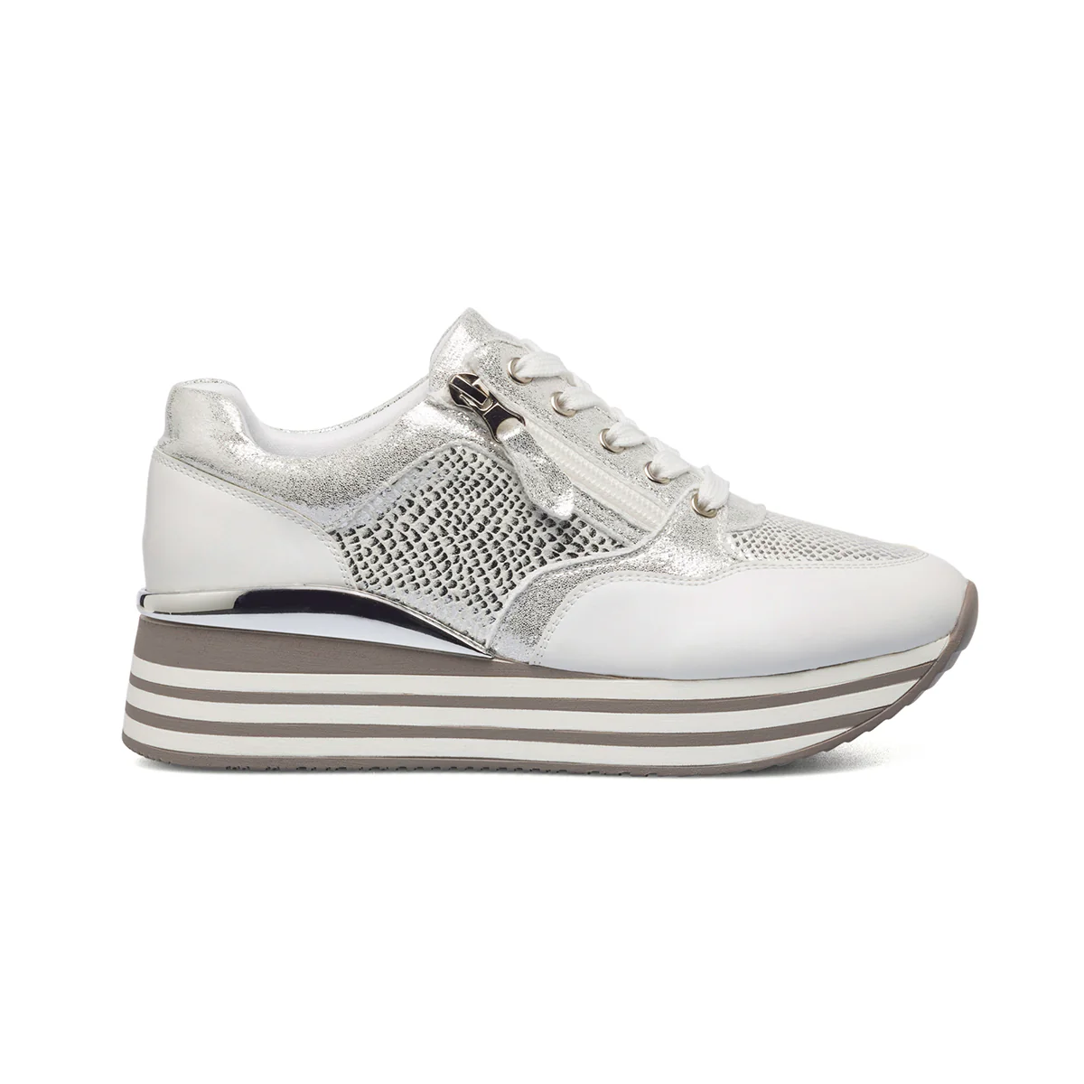 Sneakers argento da donna con zeppa 4 cm Lora Ferres - Image 6