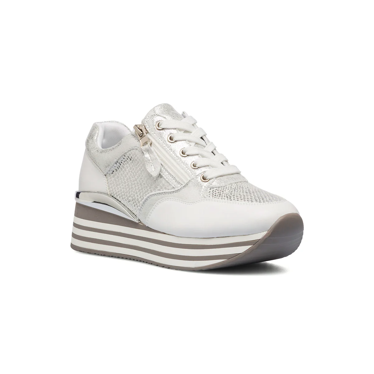 Sneakers argento da donna con zeppa 4 cm Lora Ferres - Image 7
