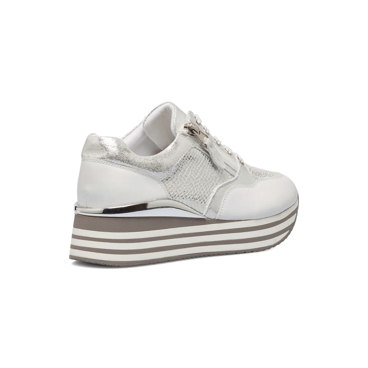 Sneakers argento da donna con zeppa 4 cm Lora Ferres - Image 8
