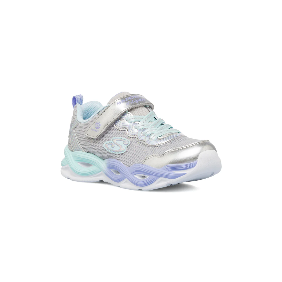 Sneakers argento da ragazza con glitter e luci Skechers Twisty Glow