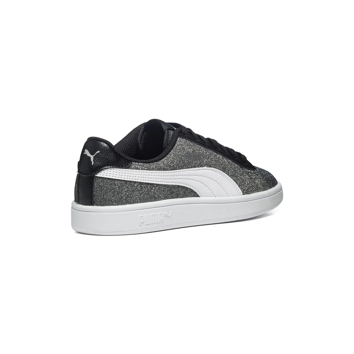 Sneakers argento effetto glitterato con striscia laterale a contrasto Puma Smash V2 Glitz Glam Jr - Image 3