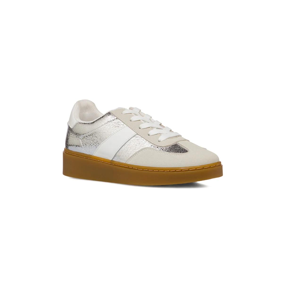 Sneakers argento lucido da Donna con dettaglio laterale bianco Lora Ferres - Image 2