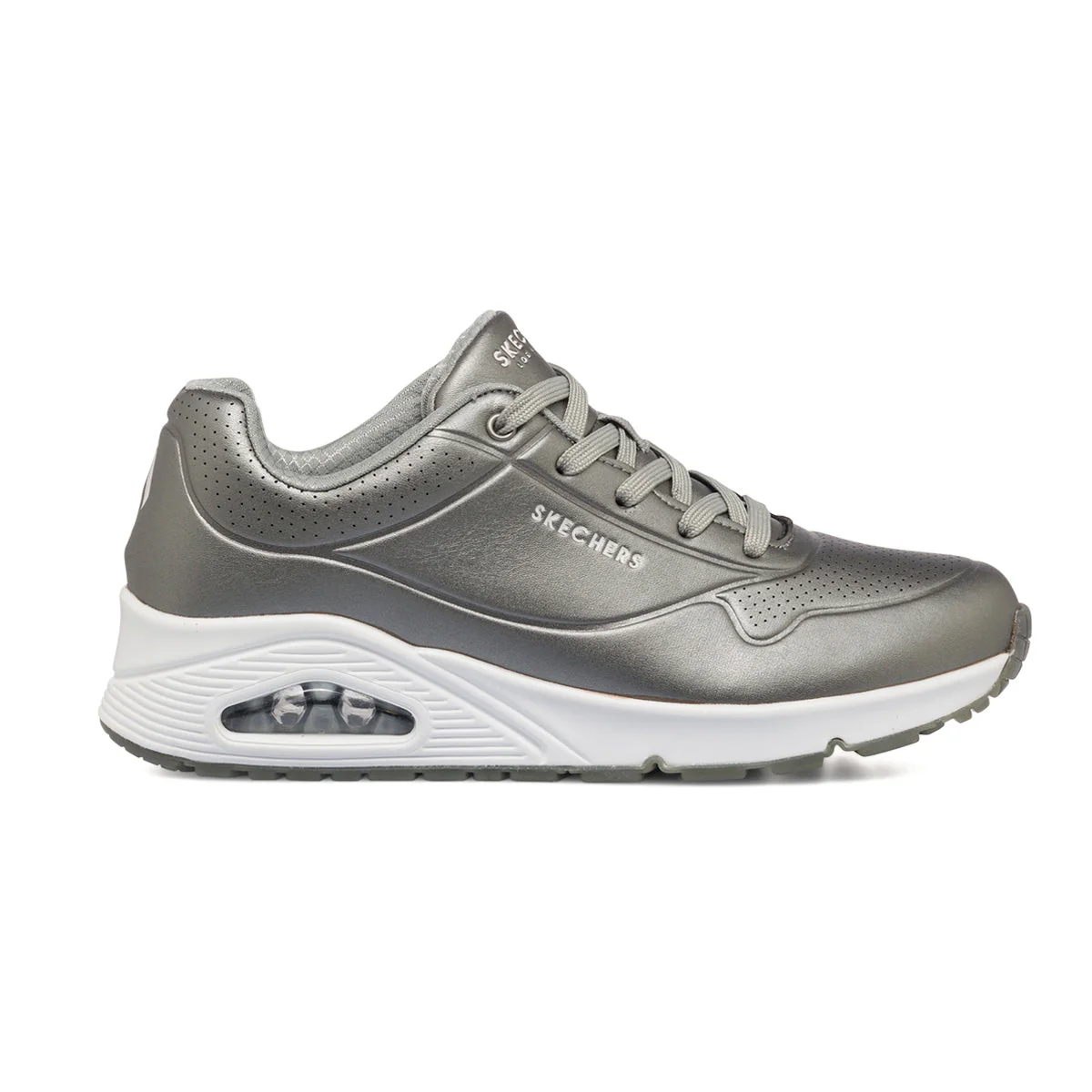 Sneakers argento traforate da donna Skechers Uno - Stand on Air