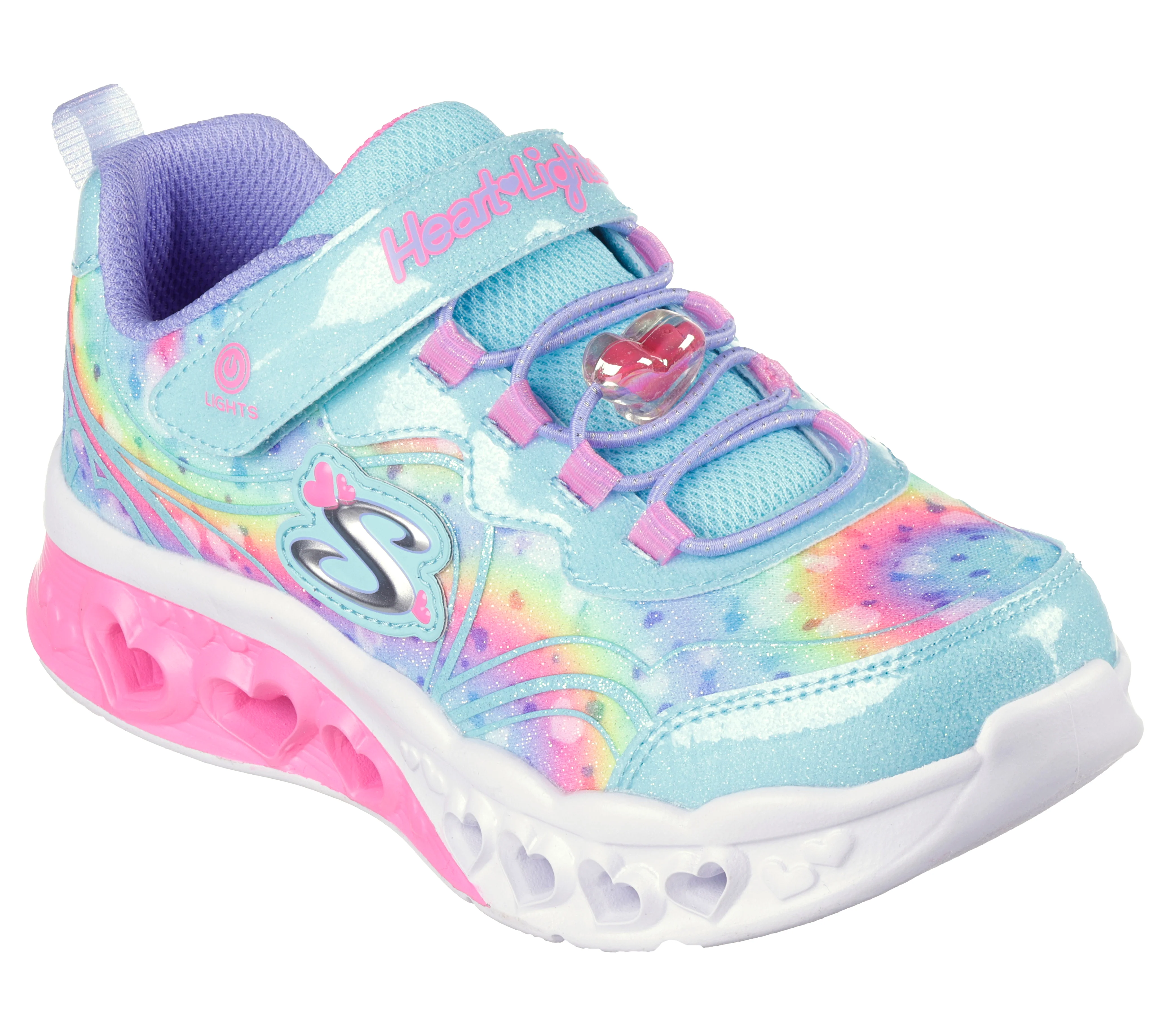 Sneakers azzurre da bambina con luci nella suola Skechers Flutter Heart Lights - Groovy Swirl - Image 2