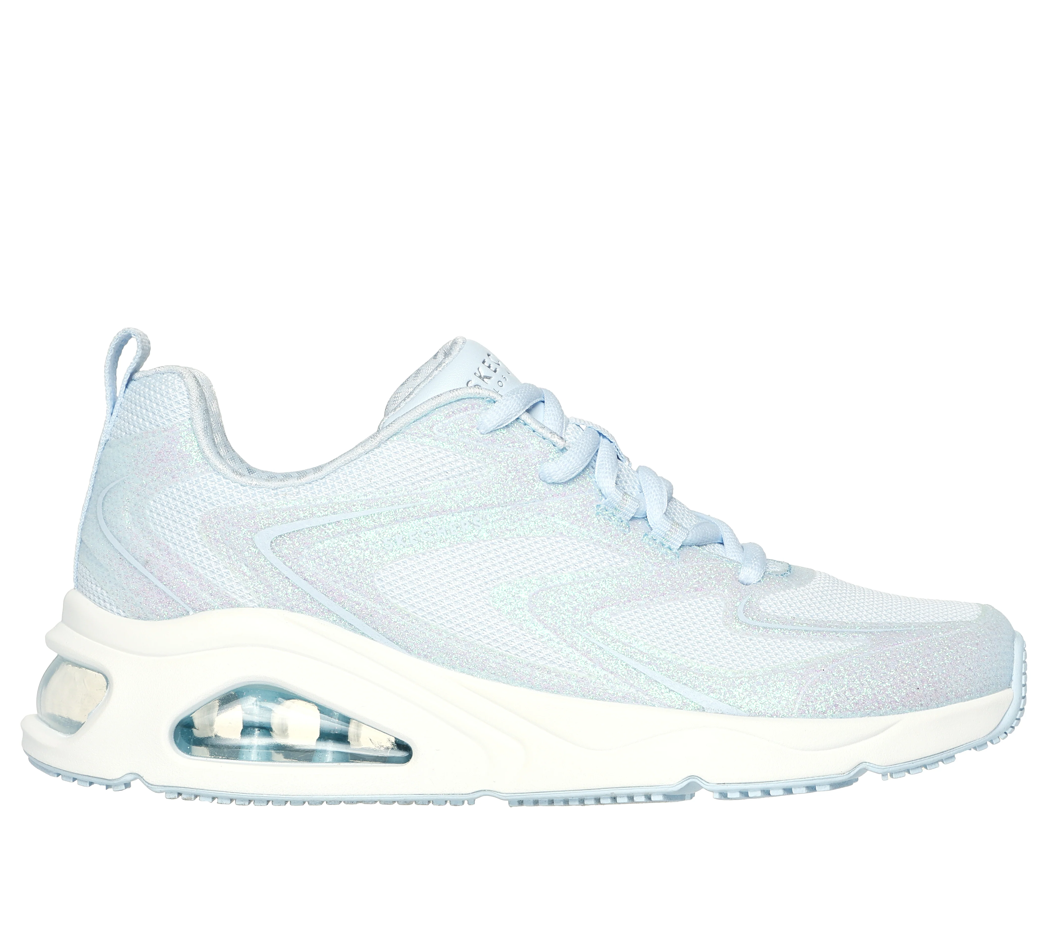 Sneakers azzurre da donna con suola ad aria e glitter Skechers Tres-Air Uno - Glit-Airy
