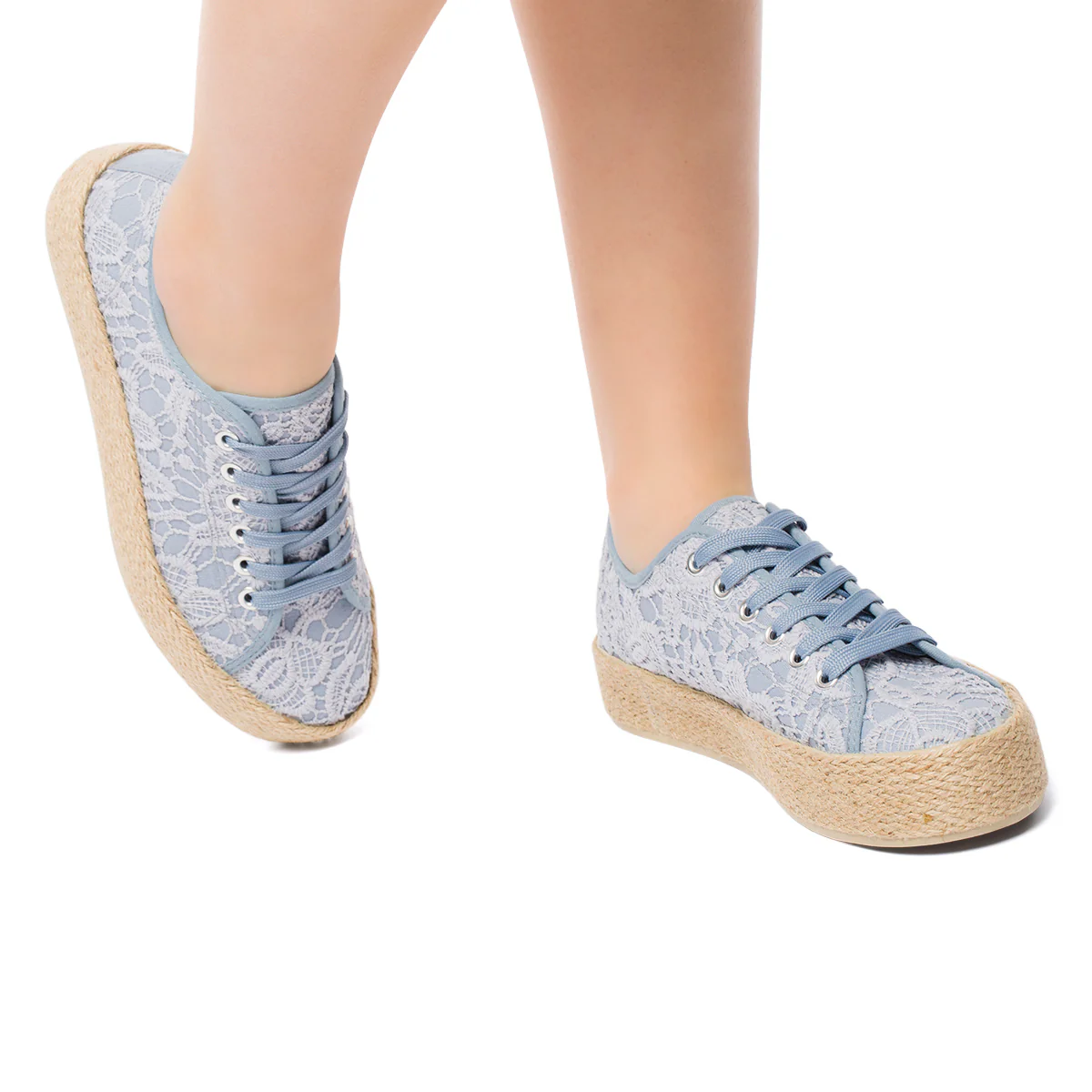 Sneakers azzurre da donna con suola in corda Lora Ferres - Image 4