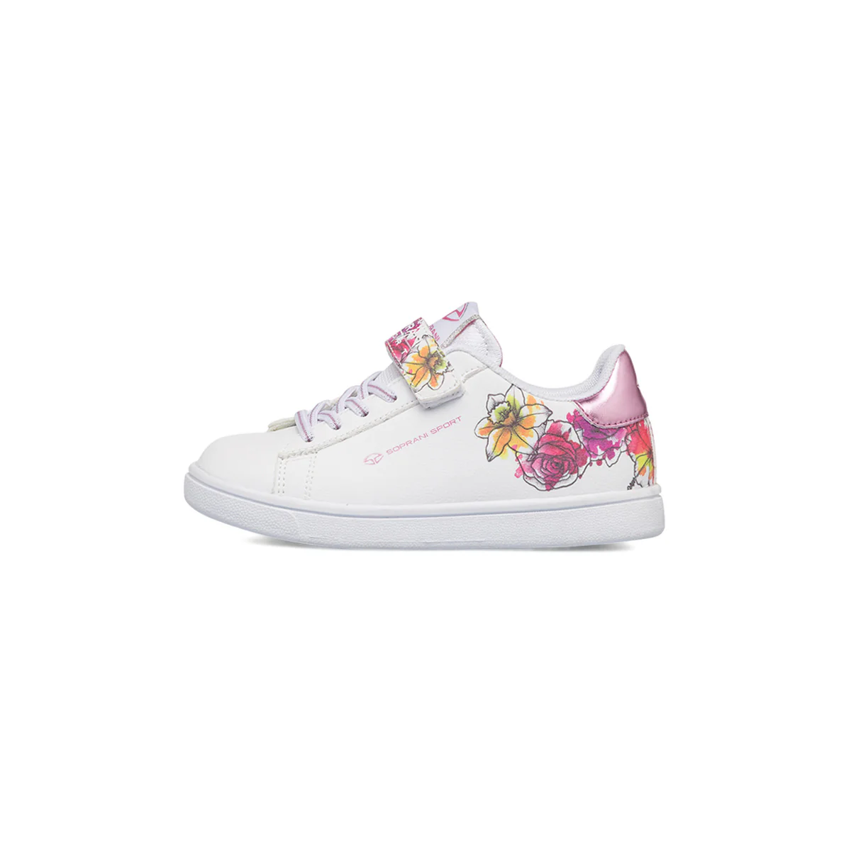 Sneakers bambina bianche con dettagli fiori Soprani Sport
