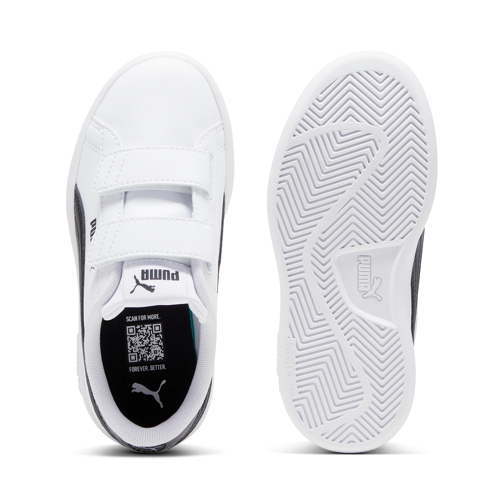 Sneakers bambina bianche con dettagli glitter Puma Smash 3.0 - Image 4