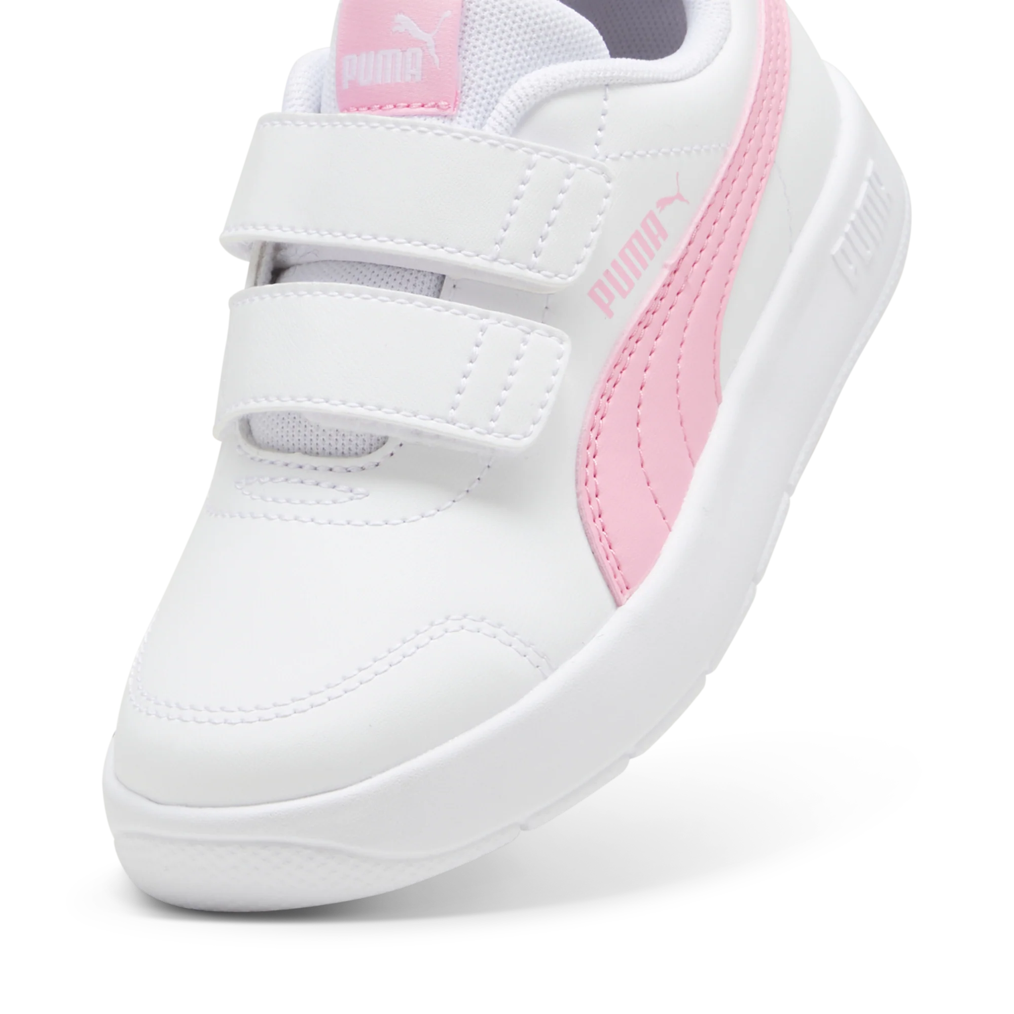 Sneakers bambina bianche con dettagli rosa Puma Courtflex v3 - Image 6