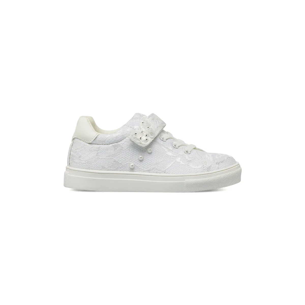 Sneakers bambina bianche Le scarpe di Alice in pizzo e con strappo