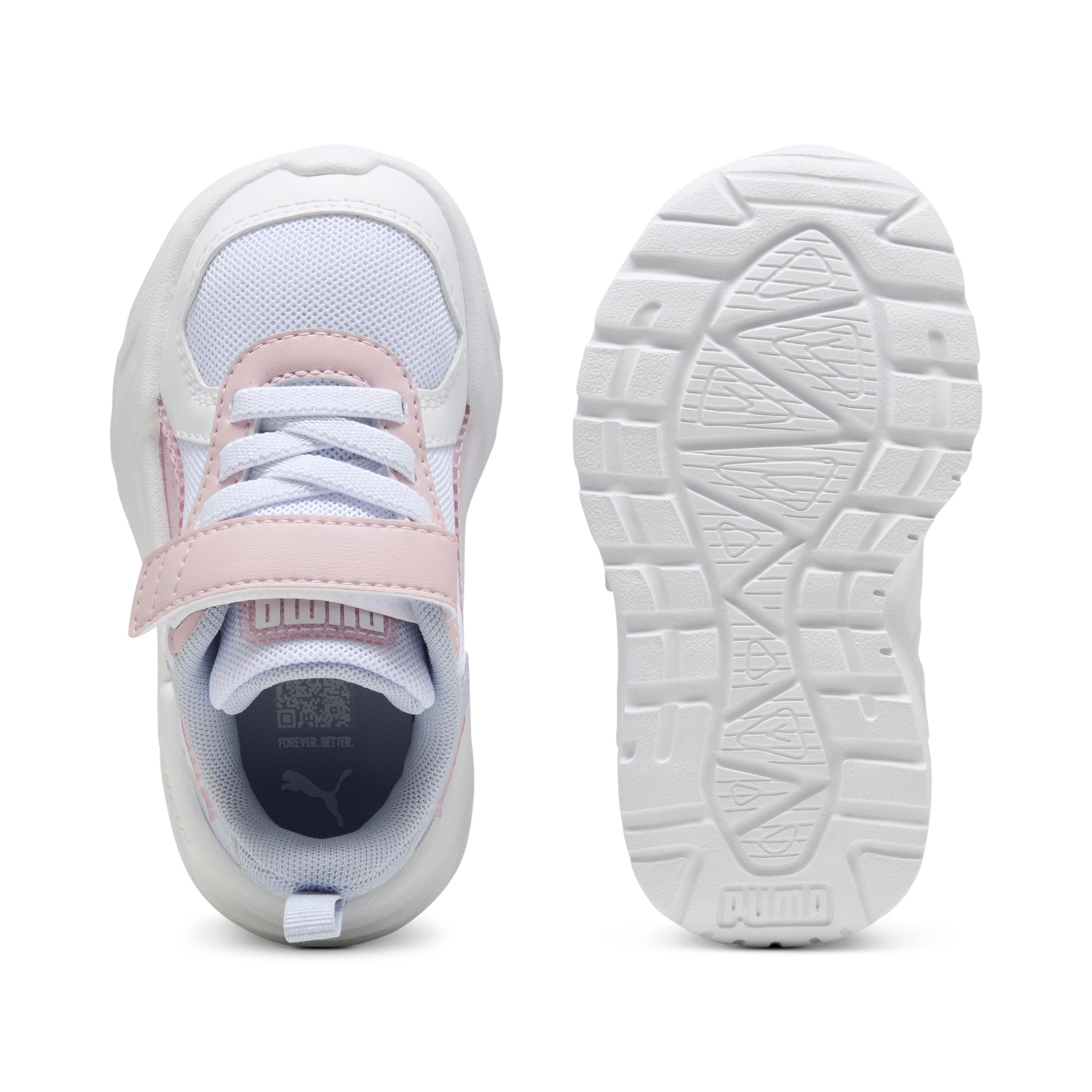 Sneakers bambina Bianche Rosa e Azzurre con chiusura in Velcro PUMA X-Ray Speed - Image 5