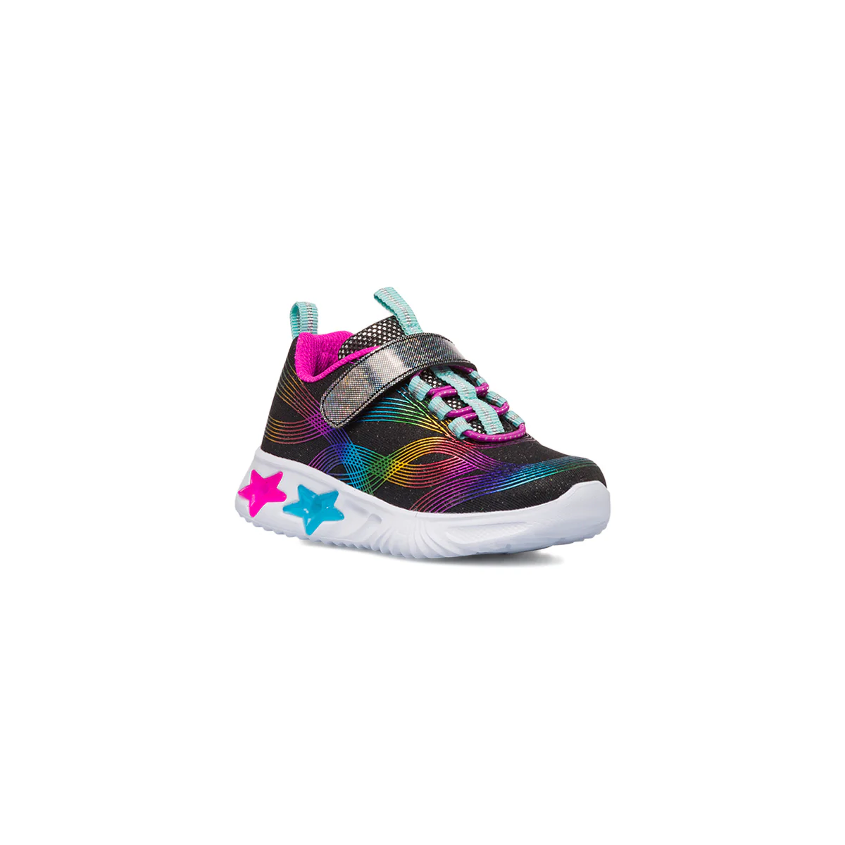 Sneakers Bambina nere con stampe arcobaleno e luci nella suola Le Scarpe di Alice - Image 2