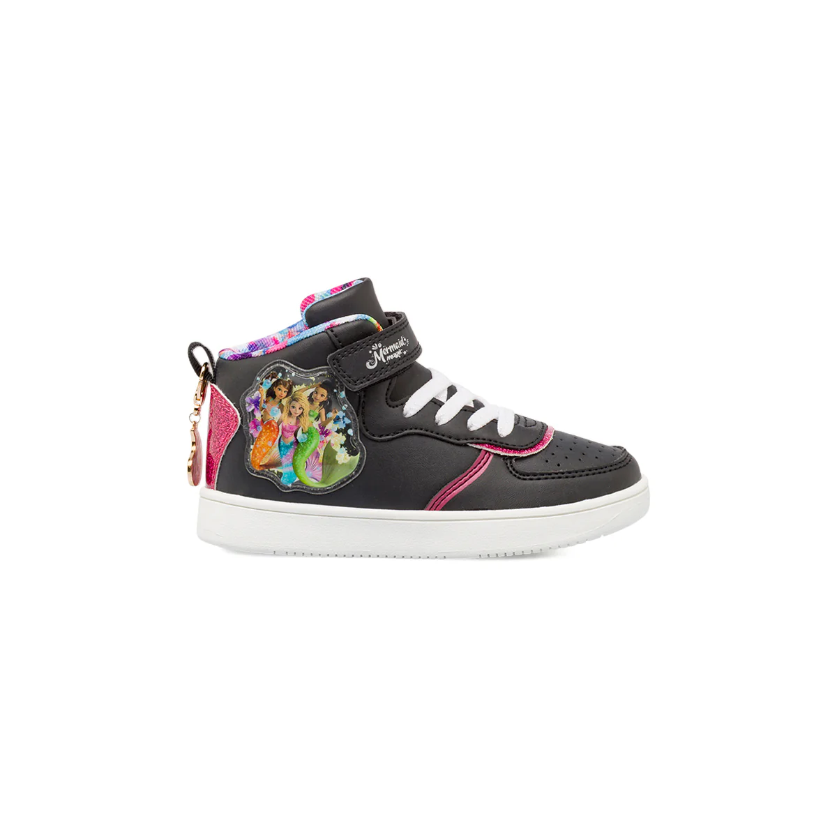 Sneakers Bambina nere Primigi con glitter rosa e patch Mermaids Magic