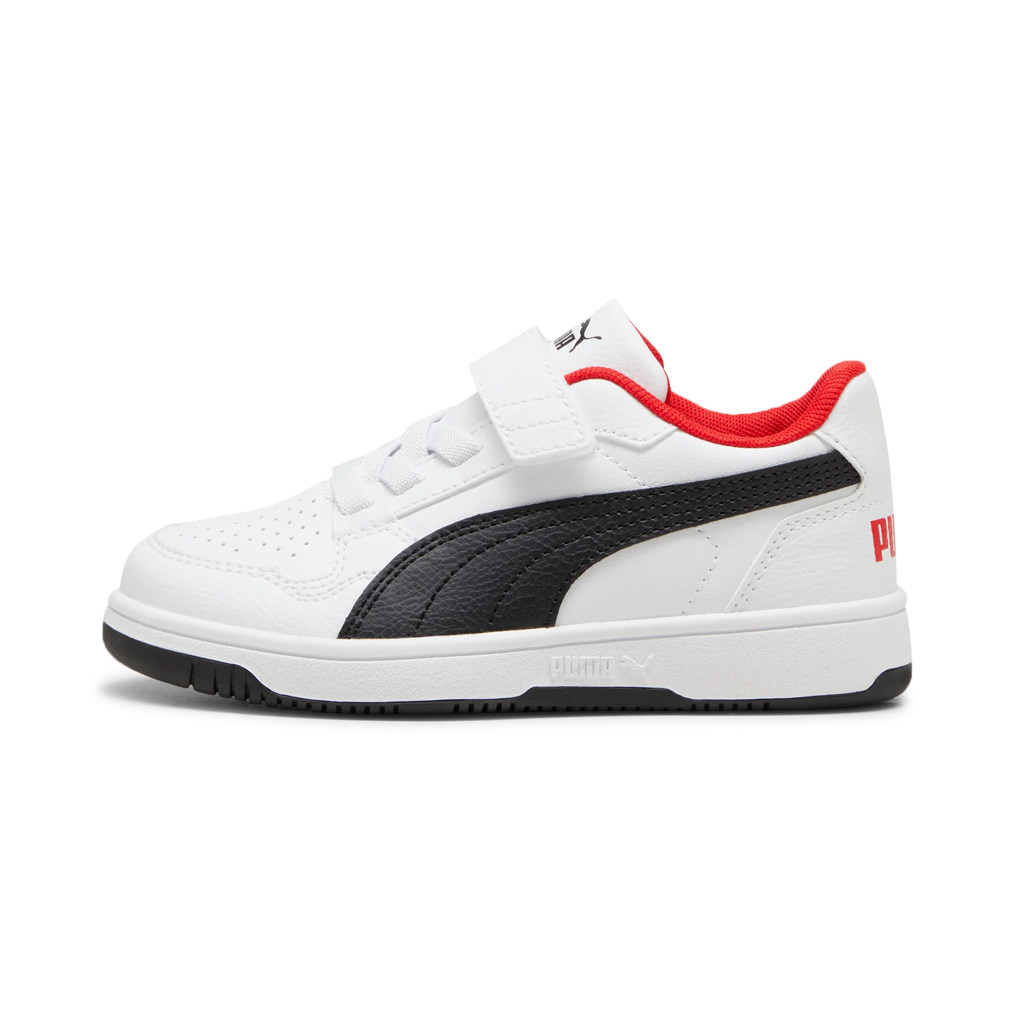 Sneakers bambino bianche con dettagli neri e rossi Puma Rebound V6