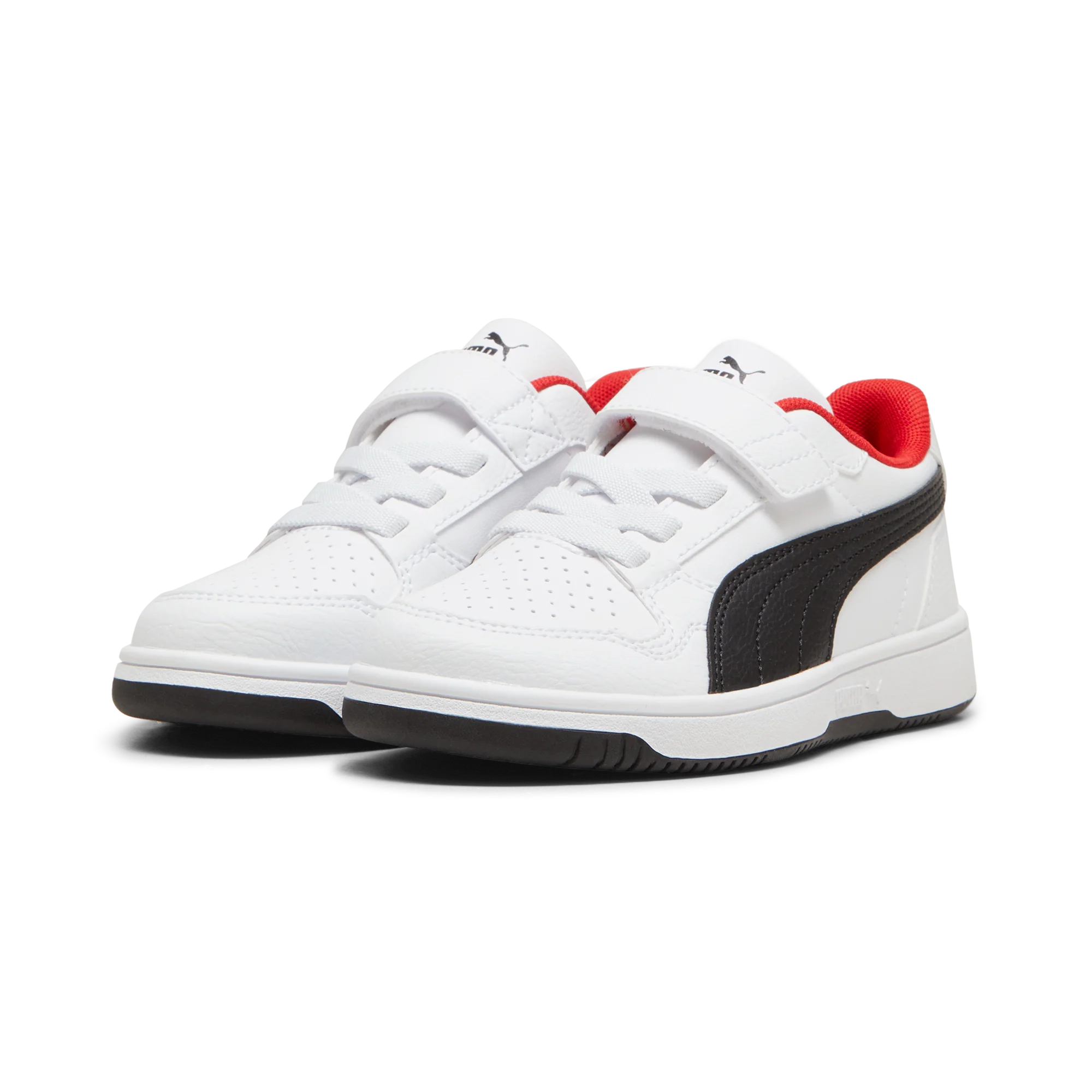 Sneakers bambino bianche con dettagli neri e rossi Puma Rebound V6 - Image 2