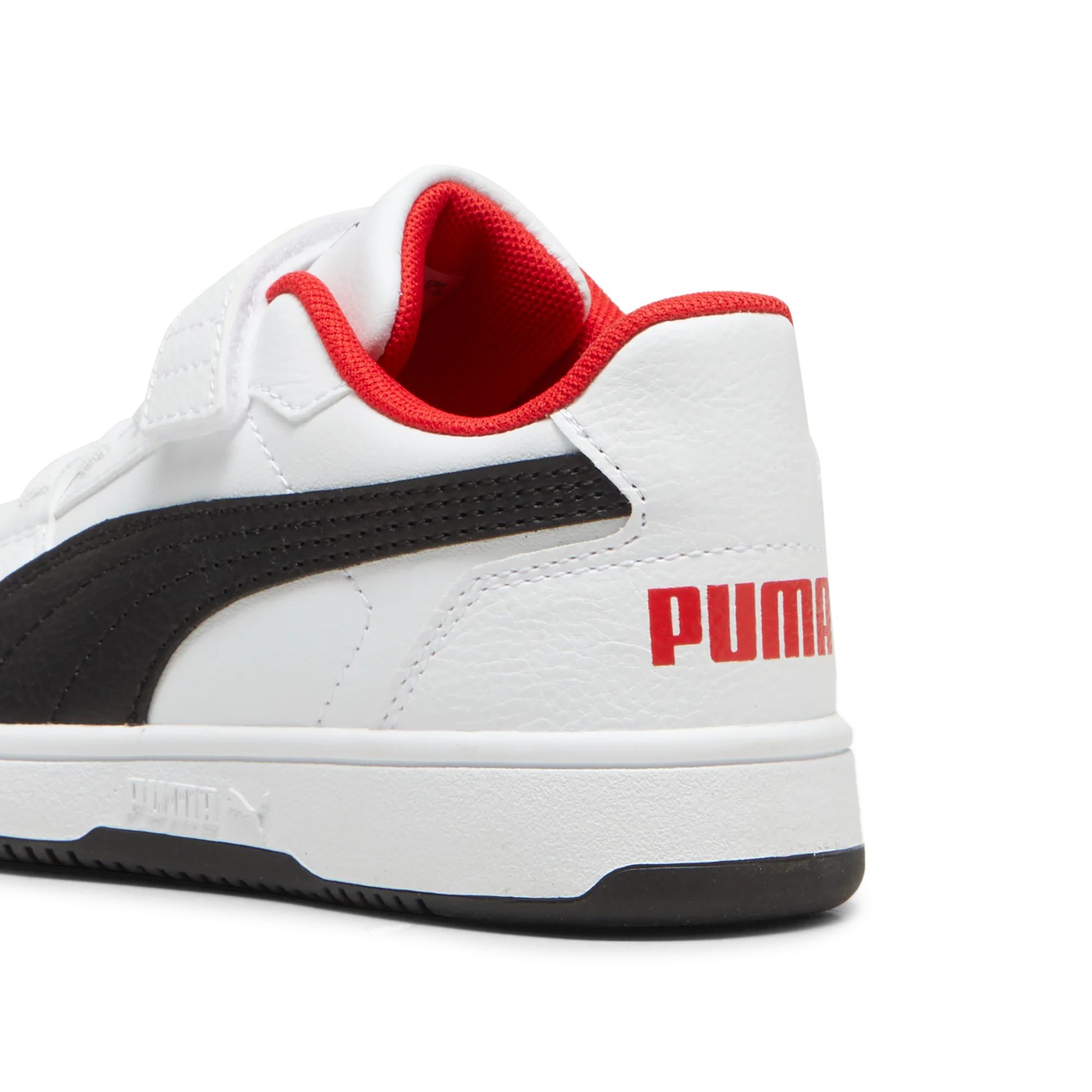 Sneakers bambino bianche con dettagli neri e rossi Puma Rebound V6 - Image 3