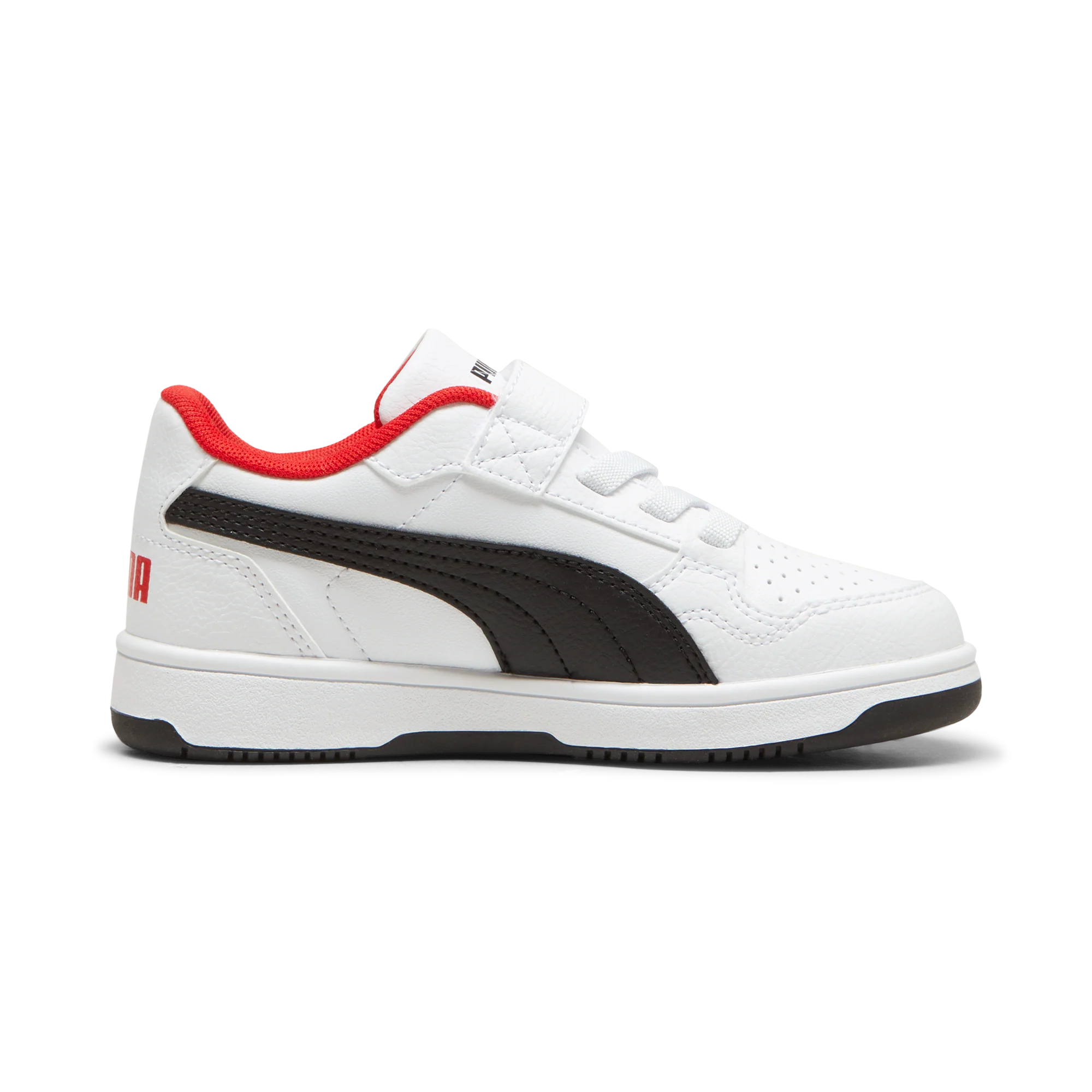 Sneakers bambino bianche con dettagli neri e rossi Puma Rebound V6 - Image 5