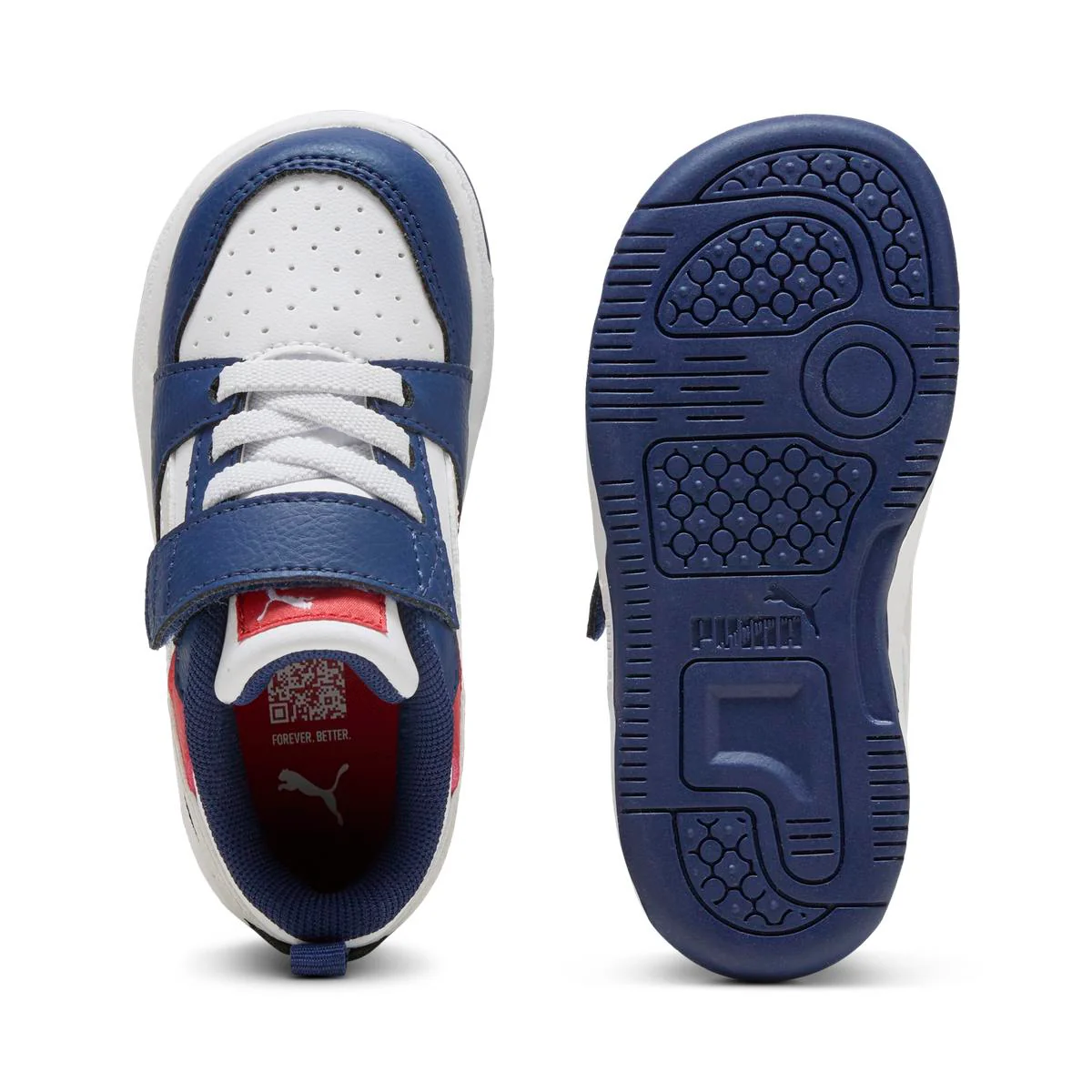 Sneakers Bambino Blu con strappo e lacci Puma Rebound V6 Lo AC+ - Image 5