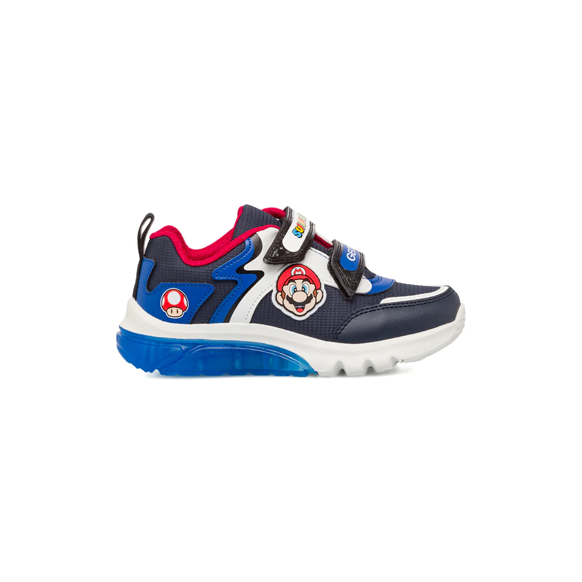 Sneakers bambino blu e nere con luci e logo Super Mario Geox - Image 2