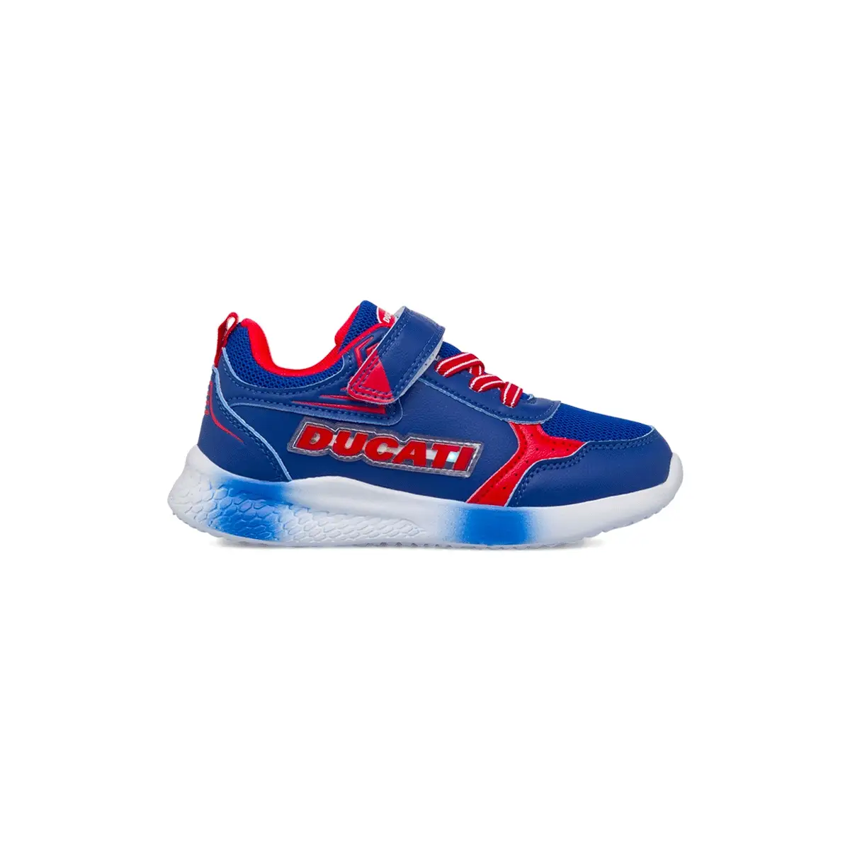 Sneakers Bambino blu e rosse con luci nella tomaia Ducati